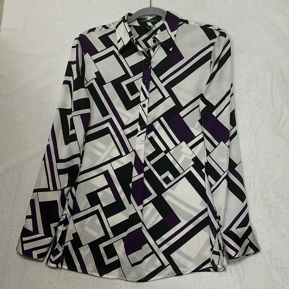 Lauren Ralph Lauren Tops - Lauren Ralph Lauren Colorblock Button Down Blouse Size Small